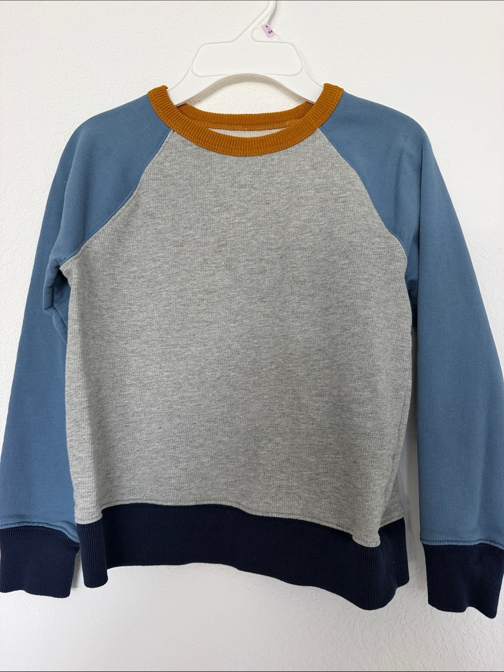 J. Crew Kids Colorblock Crewneck Sweater - Gray, Blue & Mustard